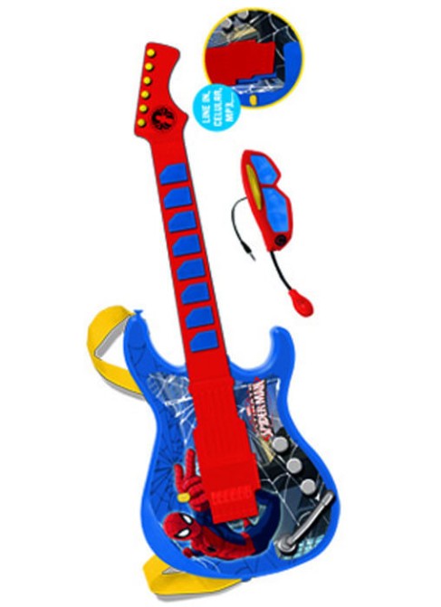 Juguetes Juguetes Musicales Set de Instrumentos Guitarra Electrónica con Gafas y Micro Spiderman