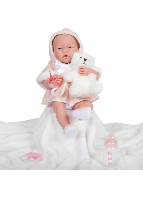 Muñecas Berenguer Boutique la Newborn Newborn Niña Con Vestido Rosa Con Capucha 38 cm