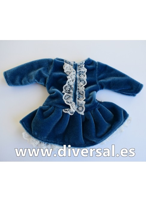Muñecas Vestida de Azul Paulina Complementos 33 Cm Conjunto Invierno de terciopelo azul