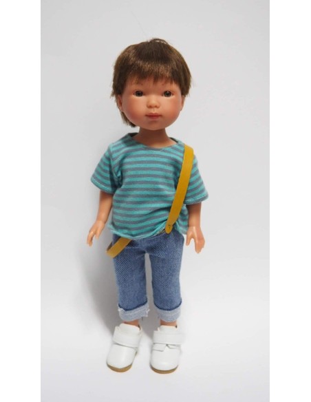 Albert Avec Jeans T-shirt Rayé Et Bretelles 28 cm