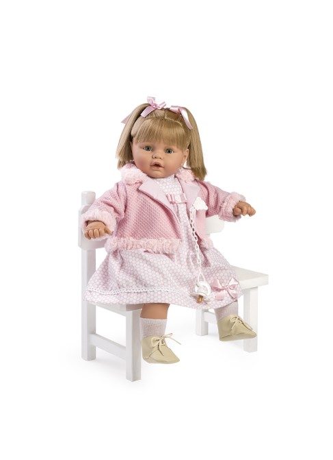 Muñecas Berbesa Baby Dulzón 62 Cm Baby dulzona llorona con vestido y chaqueta rosa en caja