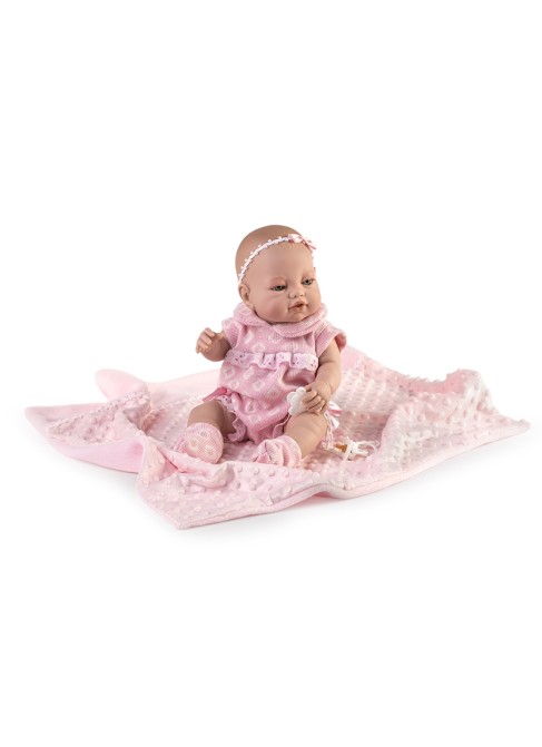 Muñecas Berbesa Recién Nacidos 42 Cm Recién nacida con pelele rosa y mantita en bolsa