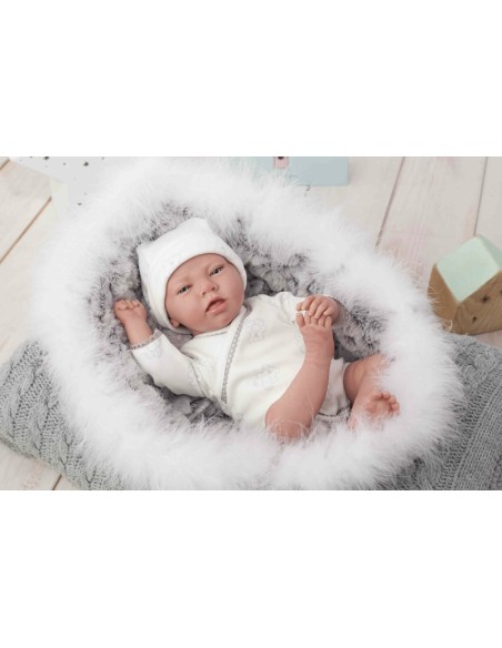 Reborn Arias 40 Cm Noel Con Navicella E Teddy