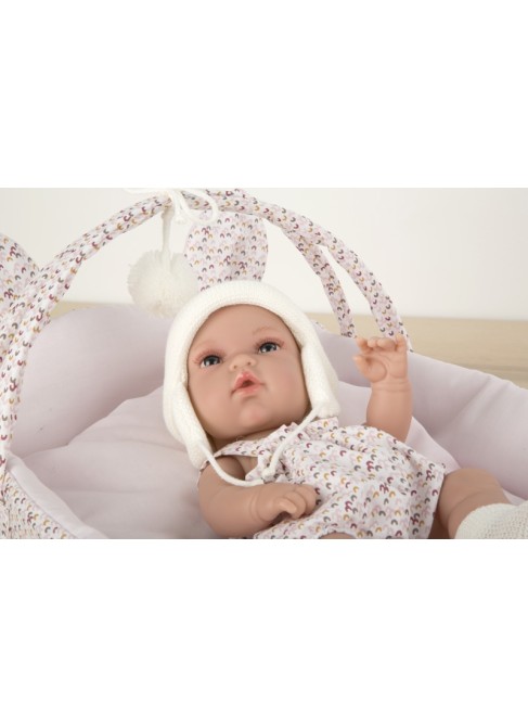 Elegance 33 Cm Natal Avec Berceau Rose