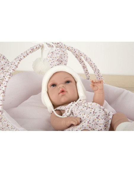 Elegance 33 Cm Natal Avec Berceau Rose