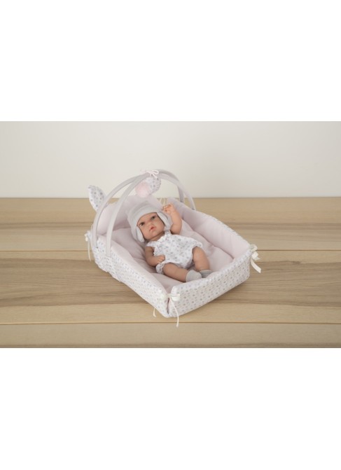 Elegance 33 Cm Natal Avec Berceau Gris