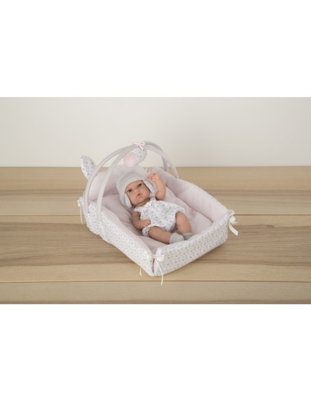 Elegance 33 Cm Natal Avec Berceau Gris