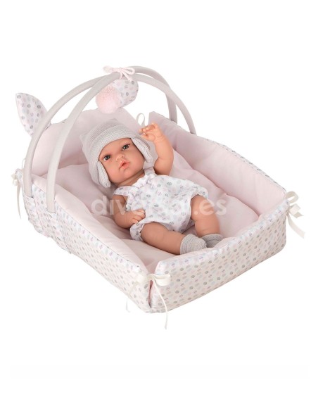 Elegance 33 Cm Natal Avec Berceau Gris