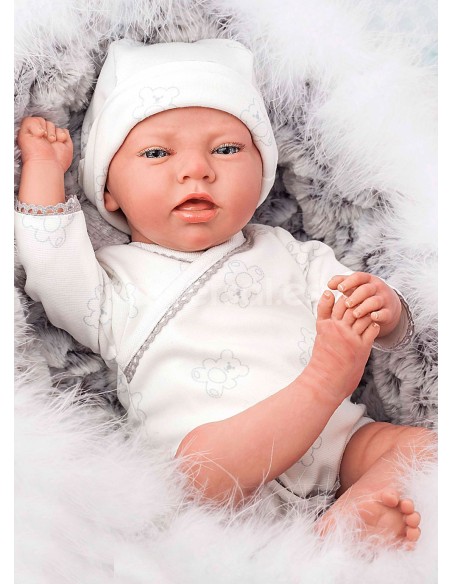 Reborn Arias 40 Cm Noel Con Capazo Y Peluche