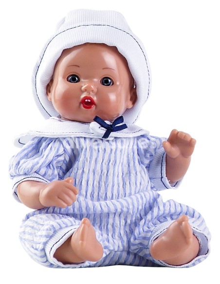 Muñecas Mariquita Perez Mini Juanin Bebe 21cm Mini Juanin Bebe Pelele Celeste Rayas