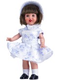 Mini Mariquita Vestido Blanco con Flores Azules 21 cm
