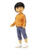 Muñeco Kenzo asiático Vestida de Azul - Jeans y suéter naranja - 28 cm