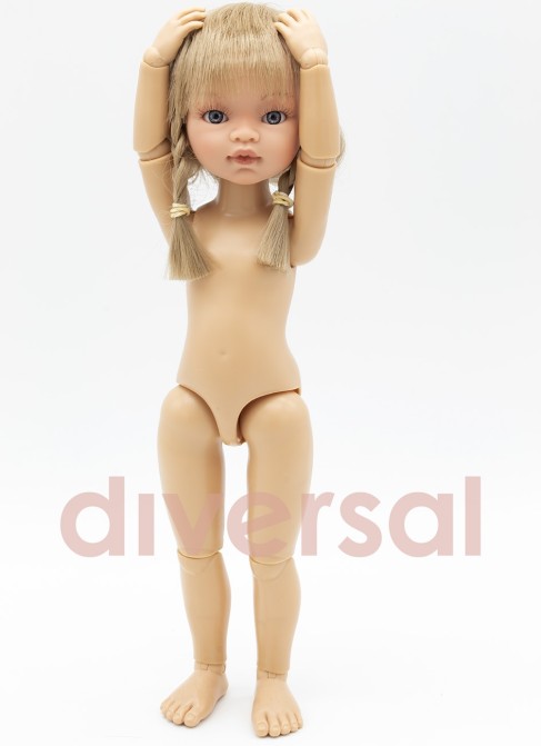 Muñeca sin ropa Diversal Original Muñeca Articuladas Muñeca Articulada Rubia con Trenzas Emily 32cm ART2585DR