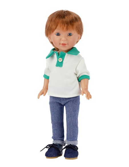Pau dai capelli rossi con jeans e polo bianca 33 cm