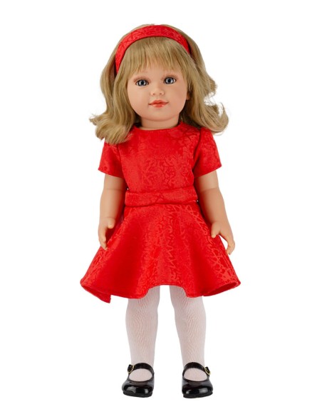 Coral With Red Dress And Headband 45 cm