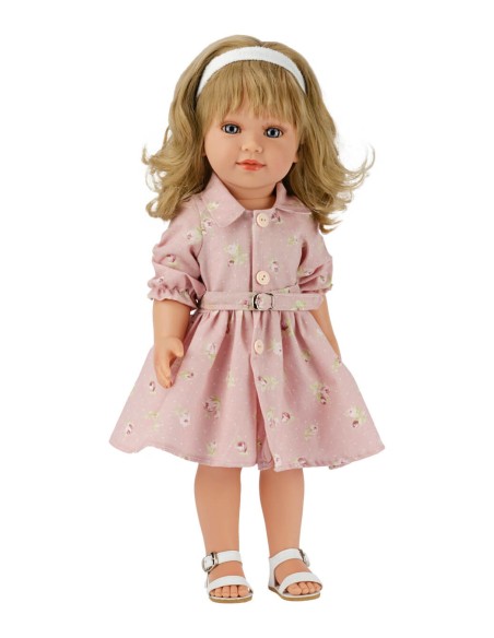 Coral With Pink Print Dress 45 cm