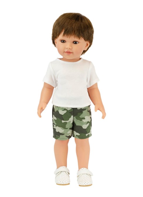 Mateo With Camouflage Shorts And White T-shirt 45 cm