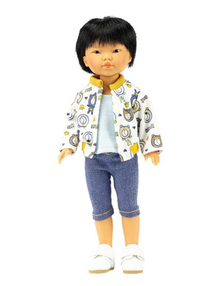 Muñeca Vestida de Azul Los Amigos De Carlota 28 cm Kenzo Con Jeans Pirata Y Bomber Estampado 28 cm KEN-7505