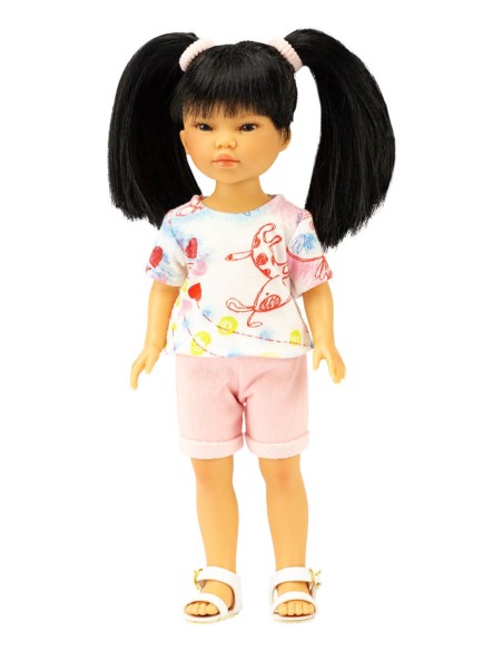 Umi With Pink Short Jeans And Cats T-shirt 28 cm