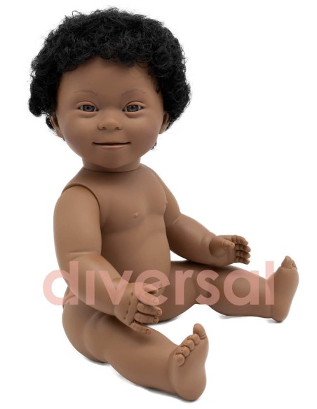 Niño Negrito Sindrome Down Sin Ropa 40cm
