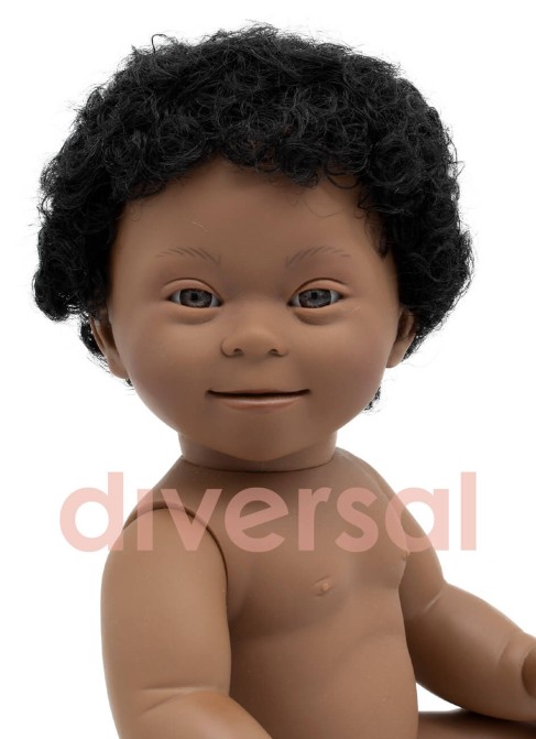 Niño Negrito Sindrome Down Sin Ropa 40cm