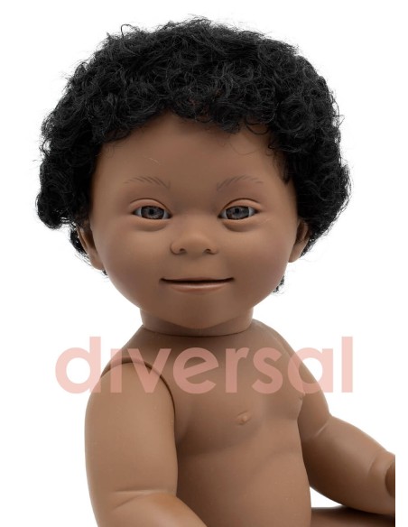 Niño Negrito Sindrome Down Sin Ropa 40cm