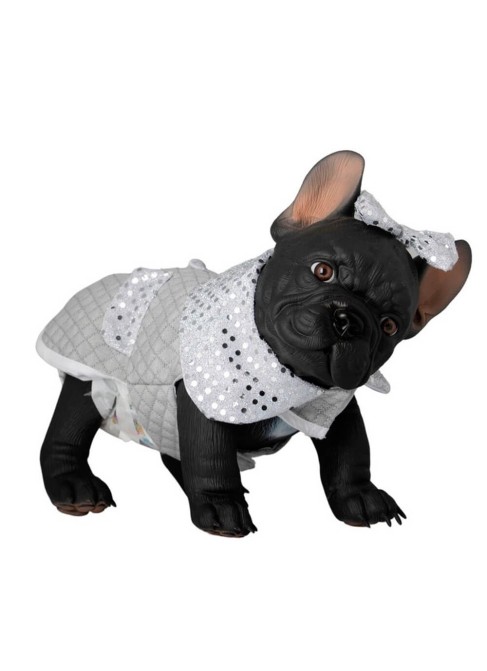 Lily La Bulldog Cappotto Grigio Fiocco Grigio 32 cm