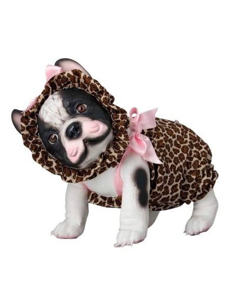 Lily La Bulldog Leopard Romper with Pink Bows 32 cm