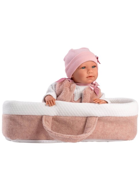 Mimi 40 Cm Crying Carrycot Pink