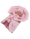 Mini Recien Nacido Con Vestido y Mantita Rosa En Bolsa 27 cm