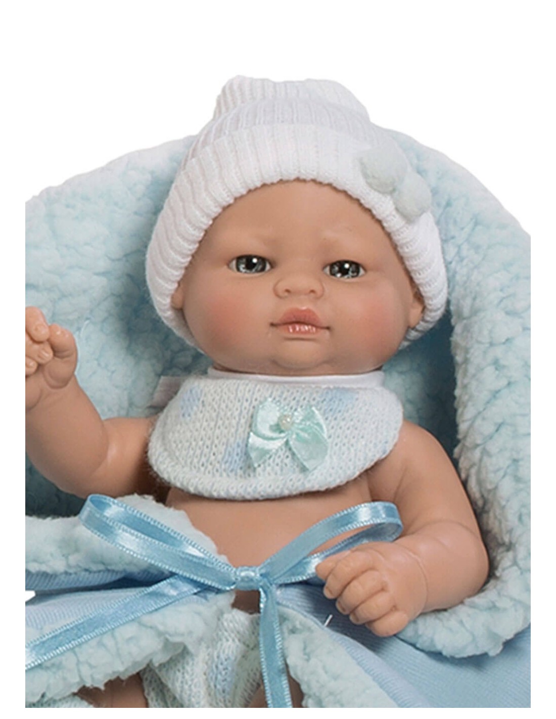 Muñeco Mini Recién Nacido Azul con Mantita Envase Bolsa