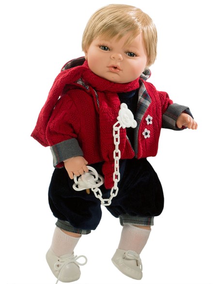 Raul flashy suit and a red jacket with a scarf in the box