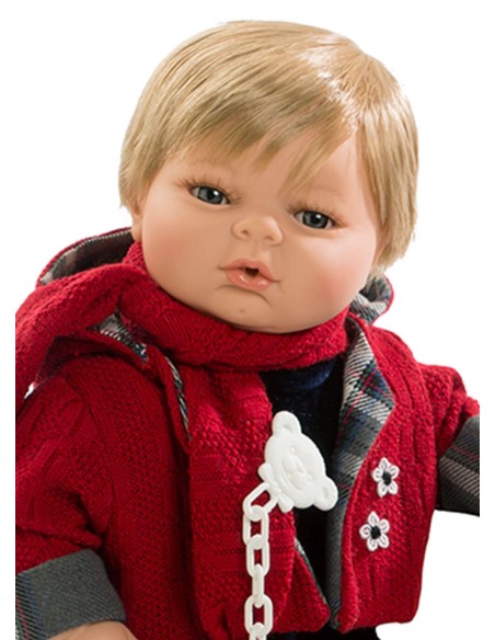 Raul flashy suit and a red jacket with a scarf in the box