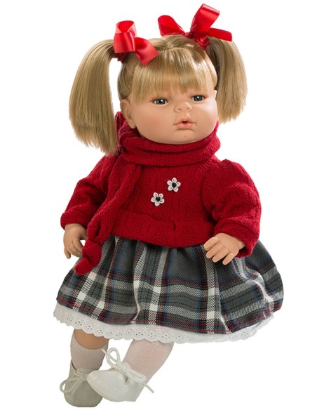 Crying Mary en robe et veste avec foulard rouge dans un sac