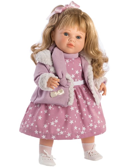 Muñecas Berbesa Carla 52 Cm Carla Habladora Con Vestido Estrellas y Chaqueta En Caja