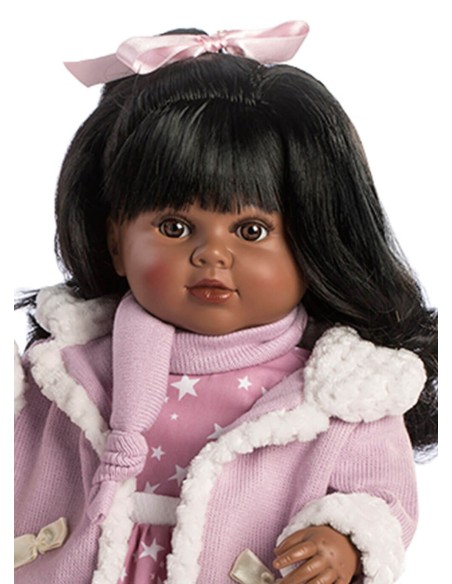 Muñecas Berbesa Carla 52 Cm Carla Negrita Habladora Con Vestido Estrellas y Chaqueta En Caja