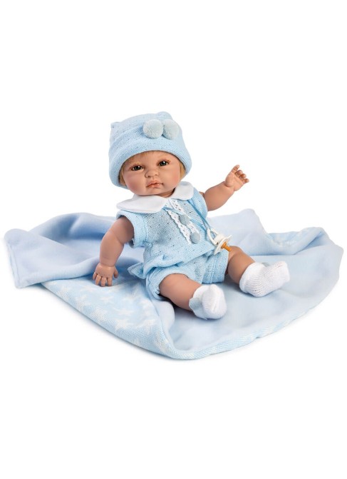 Baby Carlos Abito In Maglia E Coperta Blu In Scatola 34 Cm