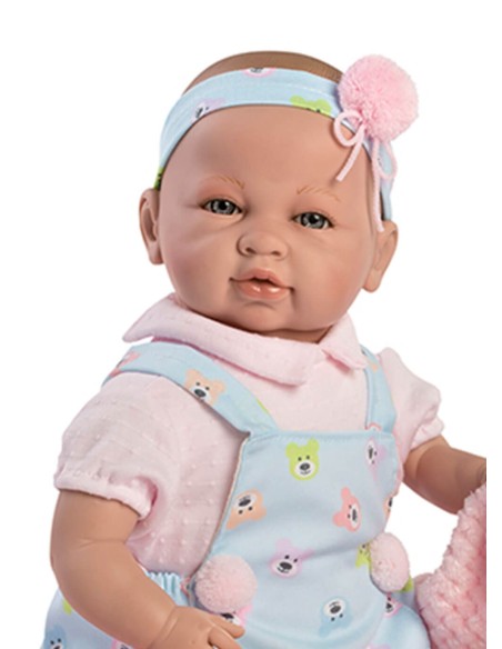Sara Newborn Blue Overalls Pink Blanket In Box 50 Cm