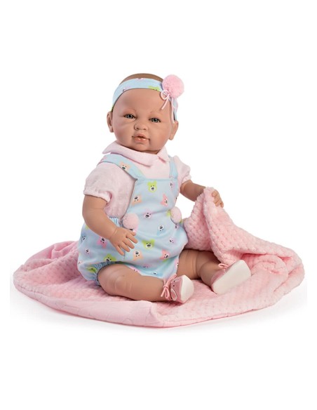 Sara Newborn Blue Overalls Pink Blanket In Box 50 Cm