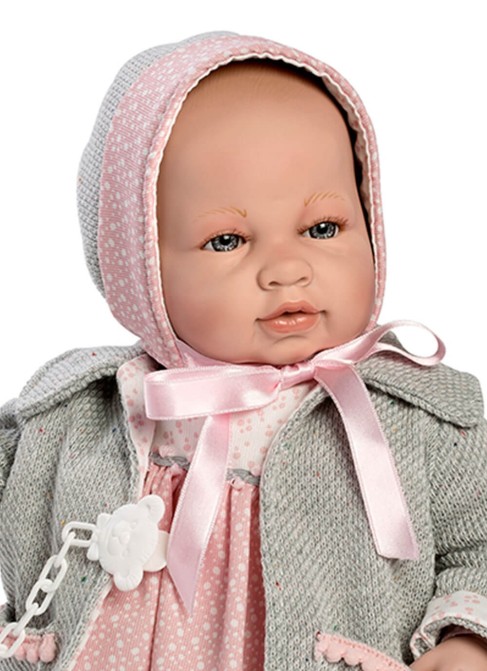 Sara Gray Coat And Hat In Box Lying Down 50 Cm