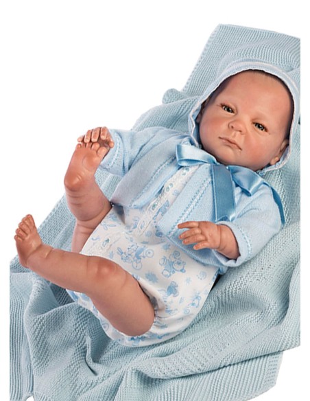 Reborn Baby Reborn Romper Blue Open Eyes In Box 52 Cm