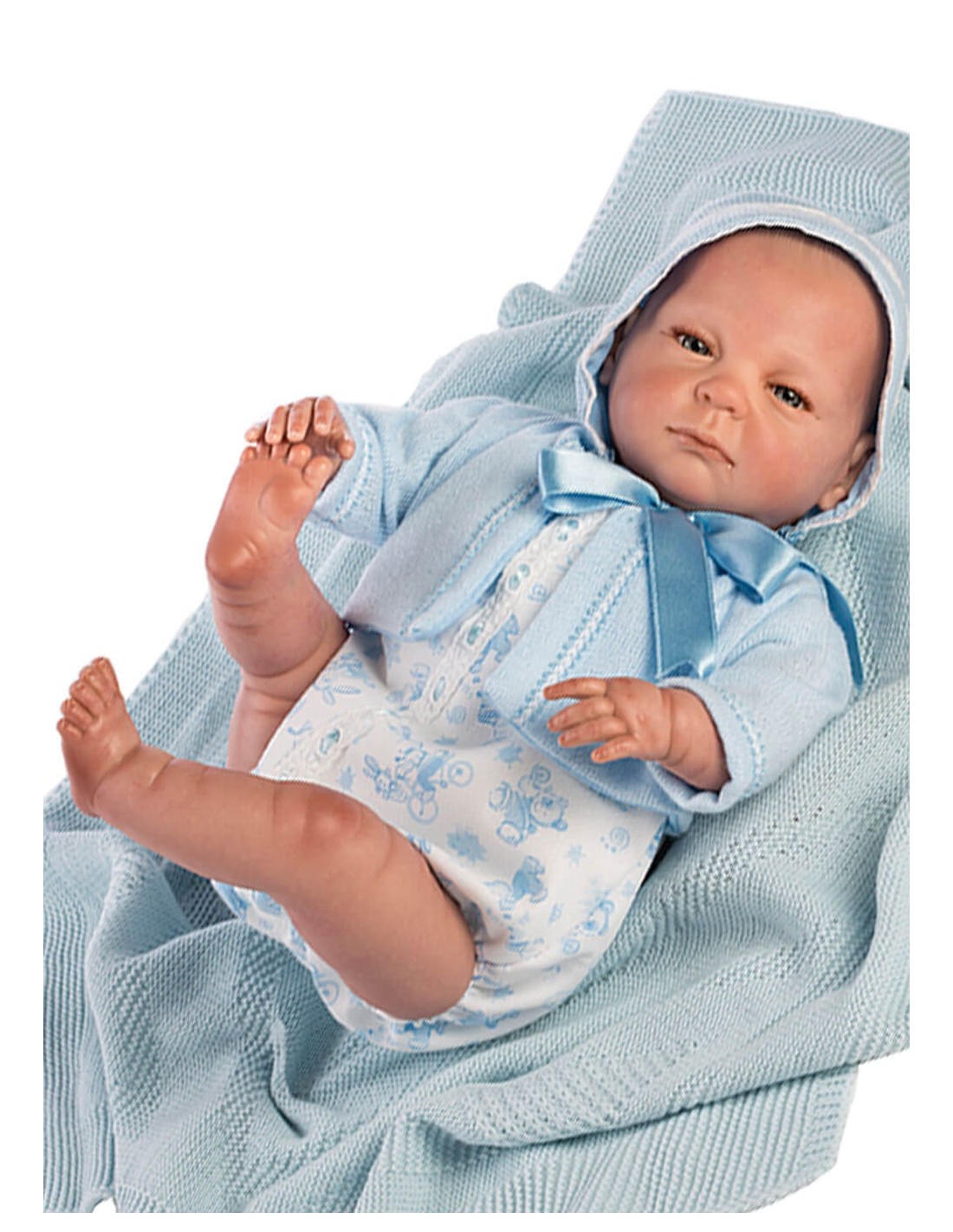 Reborn Baby Reborn Pelele Azul Ojos Abiertos En Caja 52 - Diversal.es Tienda de muñecas, juguetes y disfraces