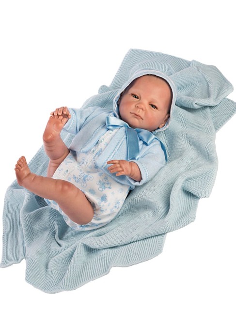 Reborn Baby Reborn Pelele Azul Ojos Abiertos En Caja 52 Cm - Diversal.es - Tienda de muñecas, juguetes y