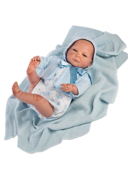 Reborn Baby Reborn Romper Blue Open Eyes In Box 52 Cm