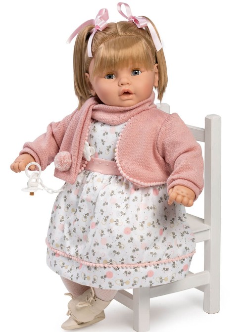 62 cm Dulzona muñeca bebé llorona con vestido de cuadros Berbesa 80381 