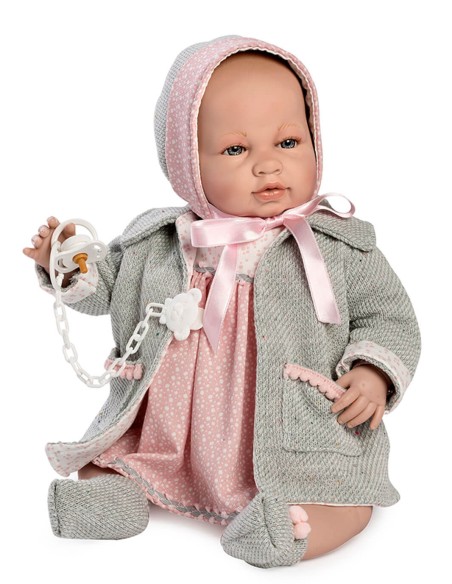 Manteau Et Chapeau Sara Gris Dans Sac 50 Cm
