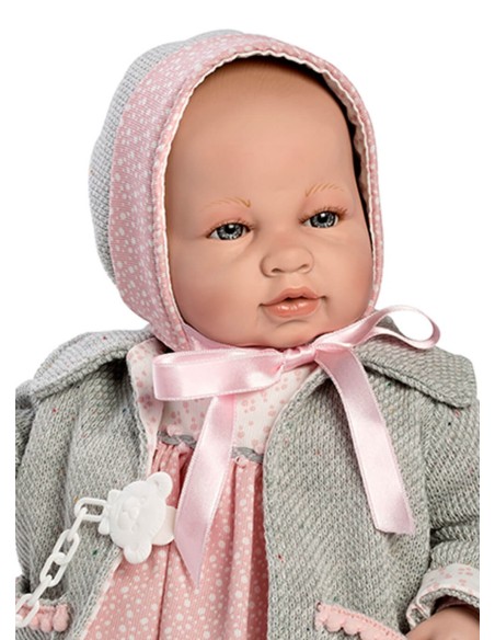Manteau Et Chapeau Sara Gris Dans Sac 50 Cm