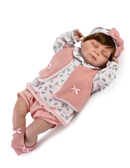 Valeria Yeux Fermés Gilet Rose En Sac 50 Cm