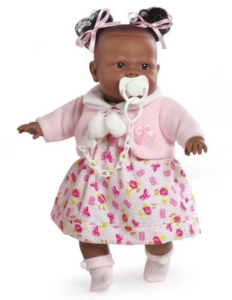 Muñecas Berbesa Raul y Maria 42 Cm ALICIA NEGRITA CON VESTIDO Y CHAQUETA EN CAJA