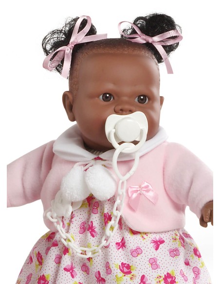 Muñecas Berbesa Raul y Maria 42 Cm ALICIA NEGRITA CON VESTIDO Y CHAQUETA EN CAJA